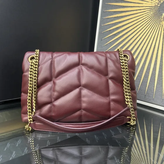 YSL Loulou Puffer Merah marun Shoulder Bag
