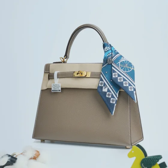 Hermes Kelly Etoupe Xám Top Handle