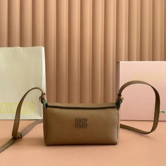Miu Miu Leather Shoulder Bag Camel Brown Shoulder Bag