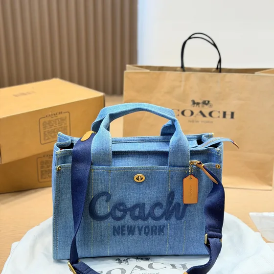 Coach Cargo Tote Bag Light Blue Denim Blue Tote Bag