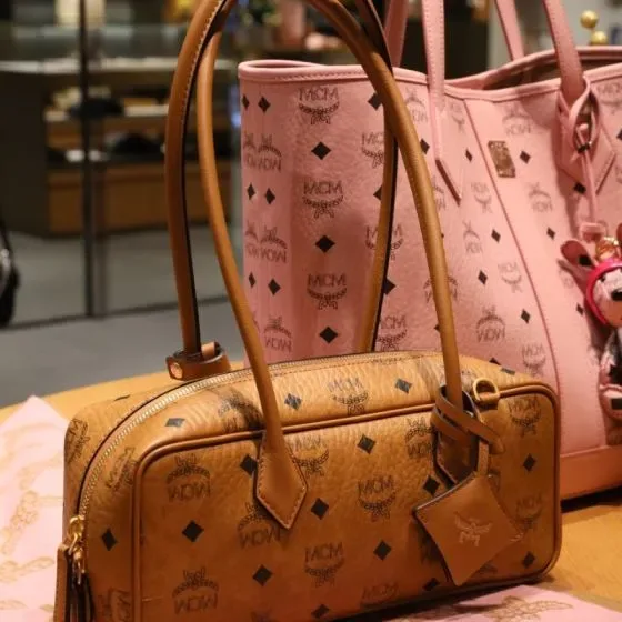 MCM Aren Tote In Visetos Cognac Brown Shoulder Bag