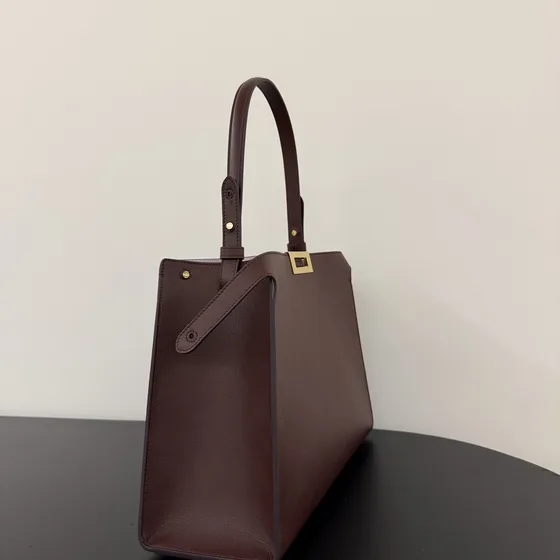 Fendi Clasp Medium Burgundy Top Handle