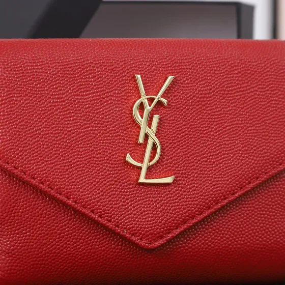 YSL Cassandre Matelass Envelope Wallet Red Wallet