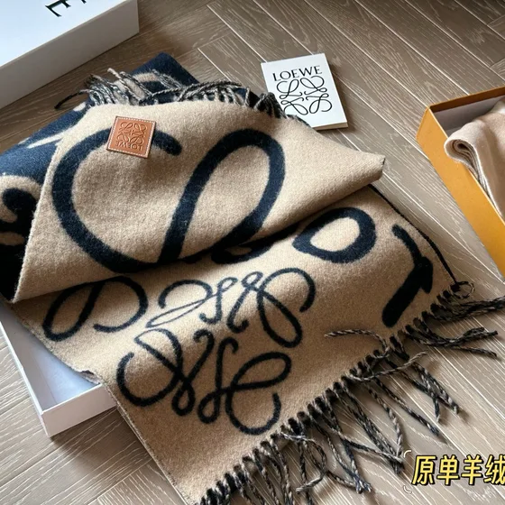 Loewe Anagram Scarf Navy Beige