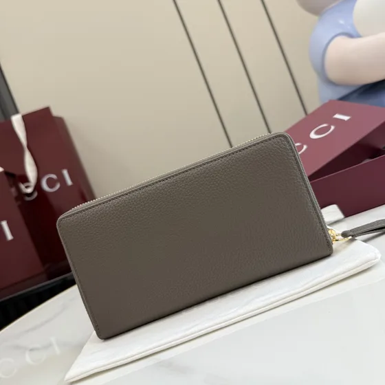 Gucci Gg Marmont Zip Around Tegnebog Grå Brun Tegnebog