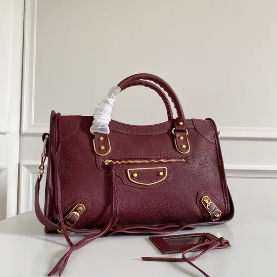 Balenciaga City Metallic Edge Bordeaux Manico