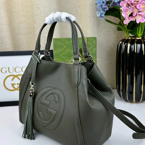 Gucci Soho Top Handle Bag Dark สีเขียว 30*26*14cm Top Handle