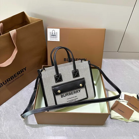 Burberry Mini Freya Tote Beige/Nero Borsa tote