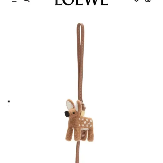 Loewe Fawn Charm In Felt And Calfskin Brown Pouch