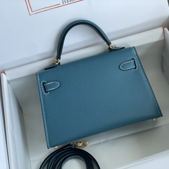 Hermes Mini Kelly Ii Blue Top Handle