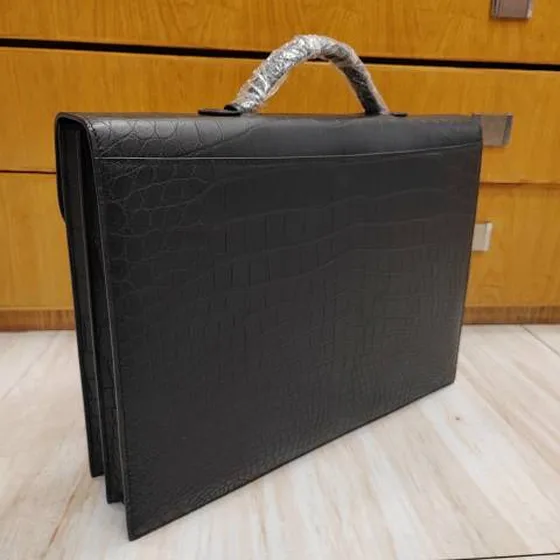 Hermes Aktmappe Sort crocodile-embossed læder 37 27 8CM business