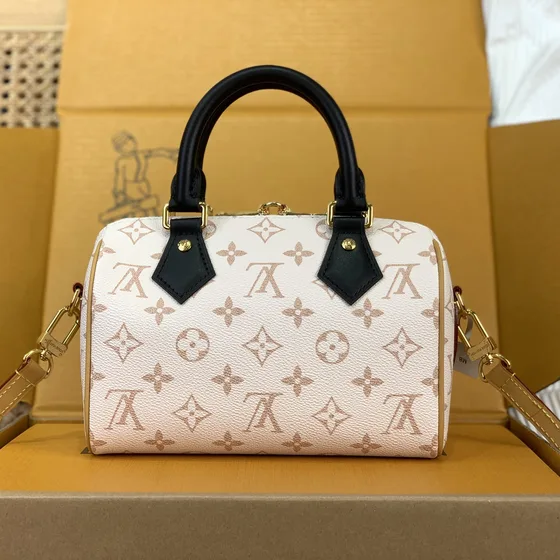 Louis Vuitton Speedy Bandoulière Bege With Preto Accents 20cm Alça superior