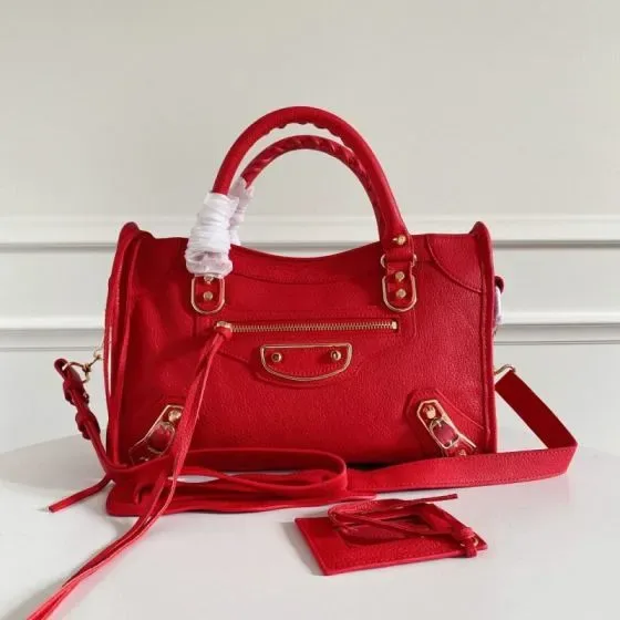 Balenciaga City Metallic Edge Red Top Handle