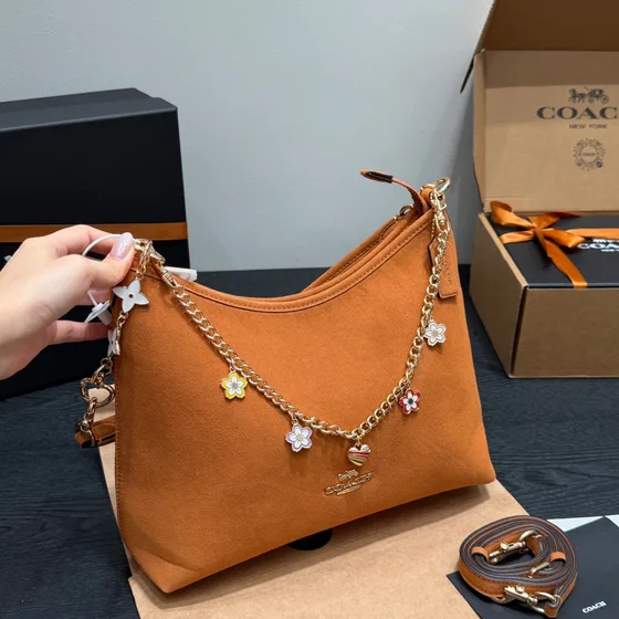 Coach Zip Top Shoulder Bag Caramel Shoulder Bag