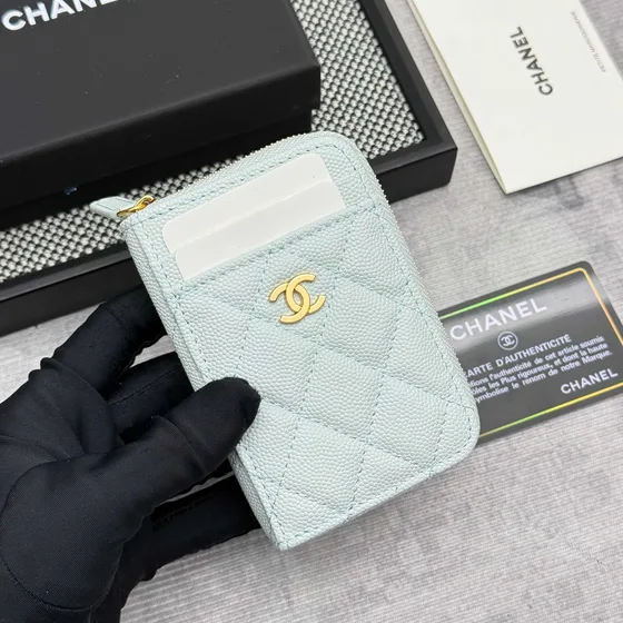 Chanel Zip Card Holder Light Grøn Card Holder