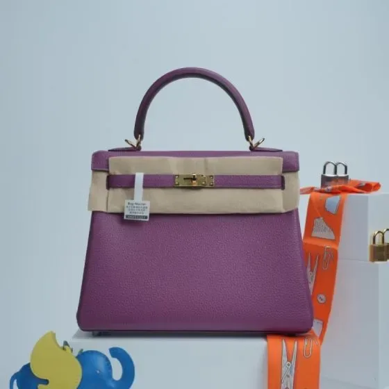 Hermes Kelly 25 Purple Top Handle