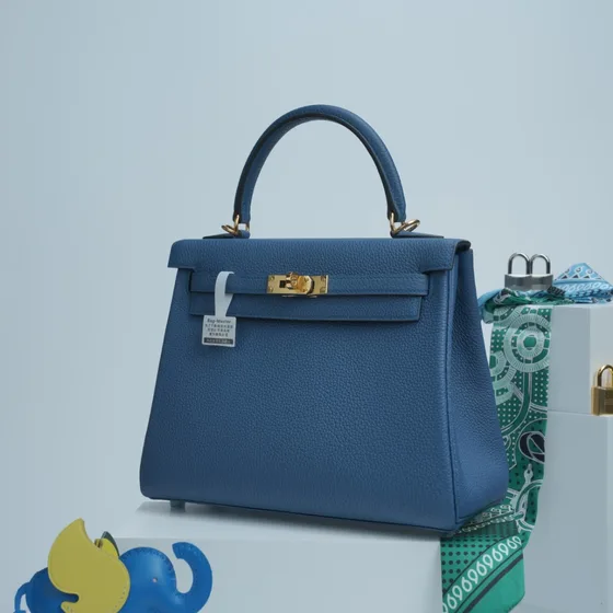 Hermes Kelly Blue Top Handle