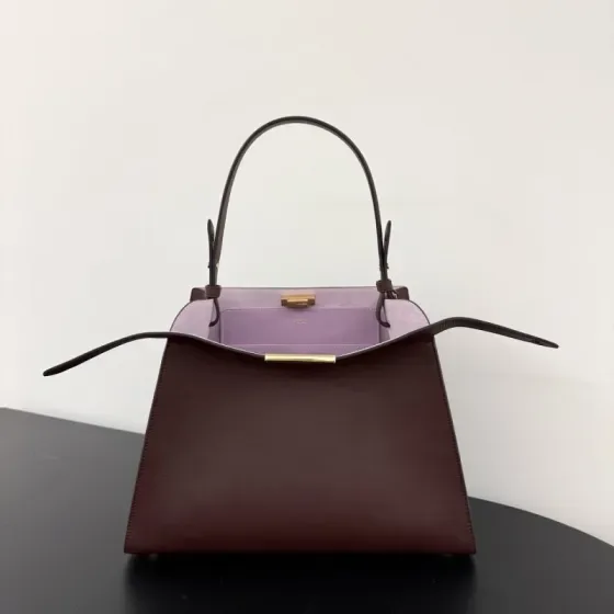 Fendi Clasp Medium Burgundy Top Handle