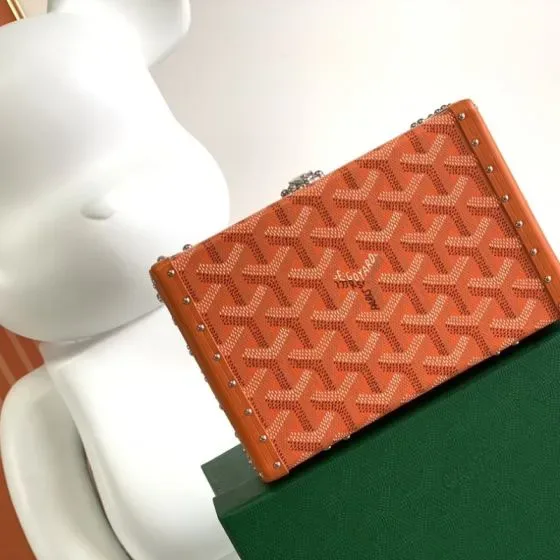 Goyard Minaudi re Trunk Orange Clutch