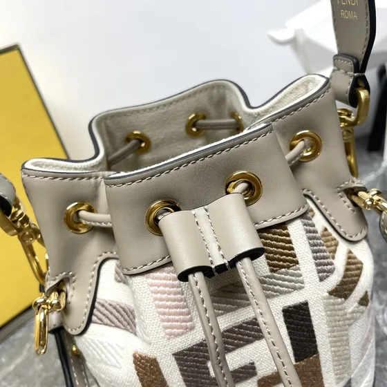 Fendi Mon Tresor Mini Bucket Bag Grey Multi Crossbody