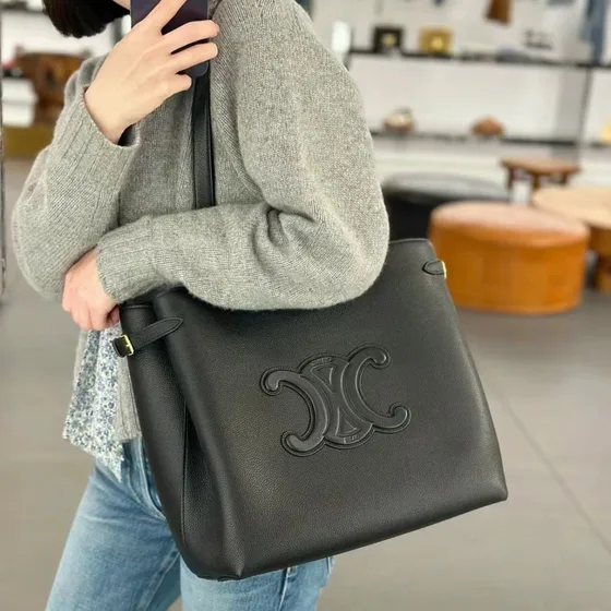 Celine Triomphe Preto Bolsa de ombro