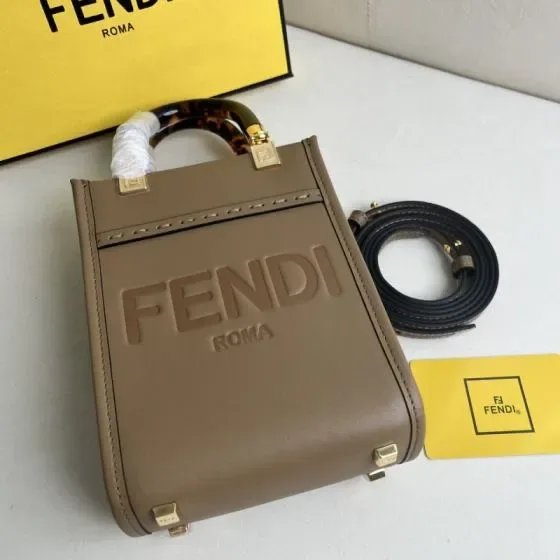 Fendi Fendi Roma Mini Sunshine Shopper Khaki Top Handle
