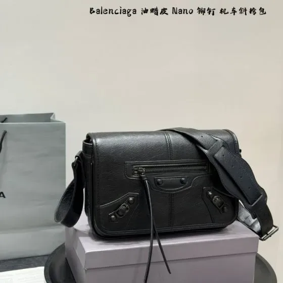 Balenciaga Nano Rivet Moto Crossbody Bag Black Crossbody