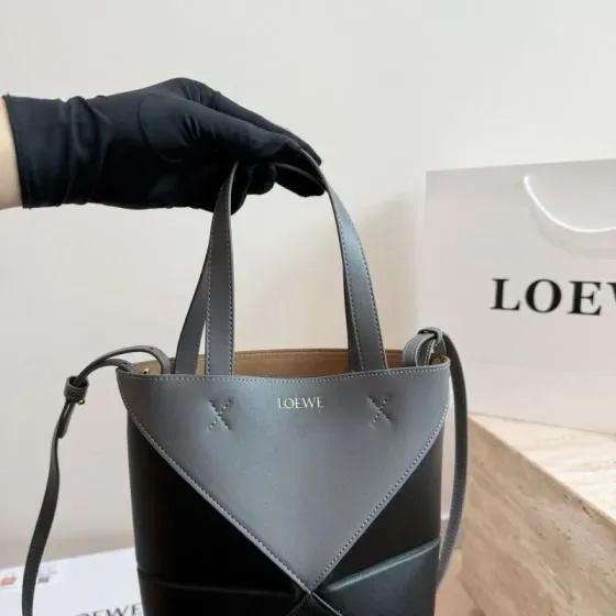 Loewe Bucket Bag Gray Black Top Handle