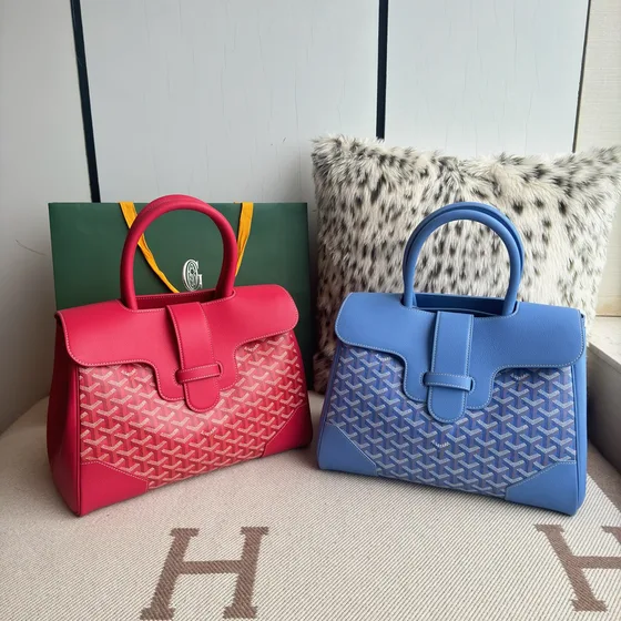 Goyard Saigon Merah muda/Biru 34X25X16cm Top Handle