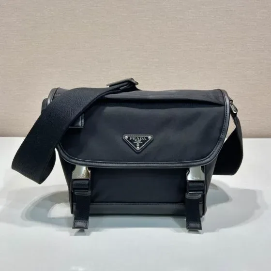 Prada Re-Nylon And Saffiano Leather Shoulder Bag Black Shoulder Bag