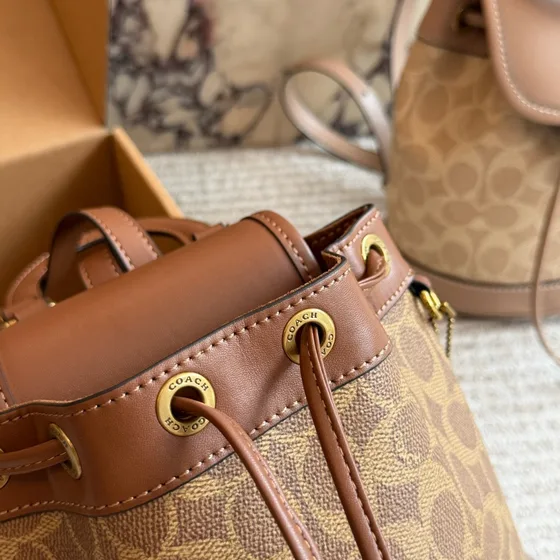 Coach Mini Signature Coated Canvas Backpack Brown Backpack