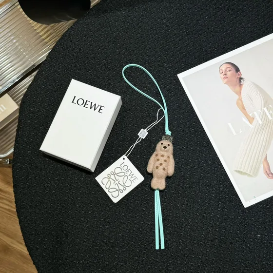 Loewe Seal Felt Bag Charm Beige Pouch