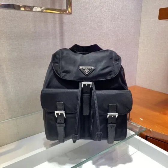 Prada Re-Nylon Medium Backpack Black Backpack