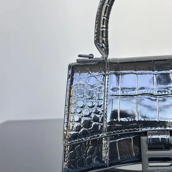 Balenciaga Hourglass Top Handle Bag Metallic Perak Top Handle