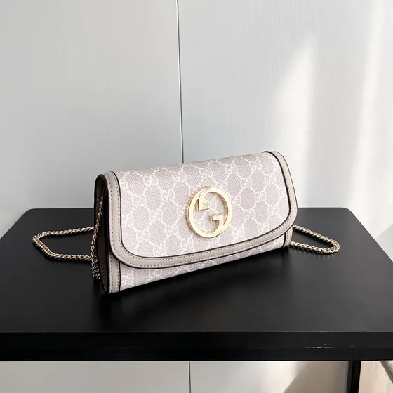 Gucci Gg Supreme Chain Cartera 725215 Beige/Oatmeal 21/10.5cm Woc