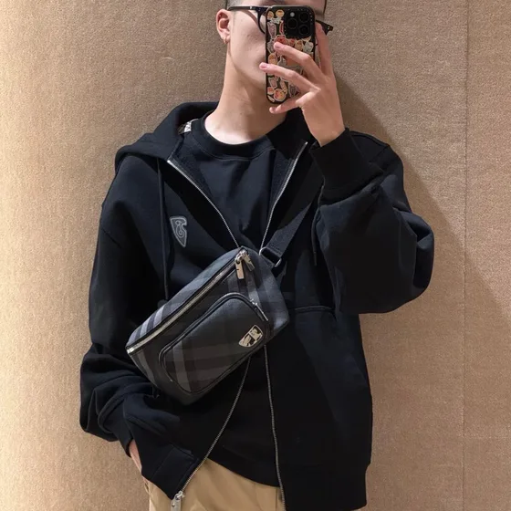 Burberry Check Bum Bag Charcoal Belt Bag