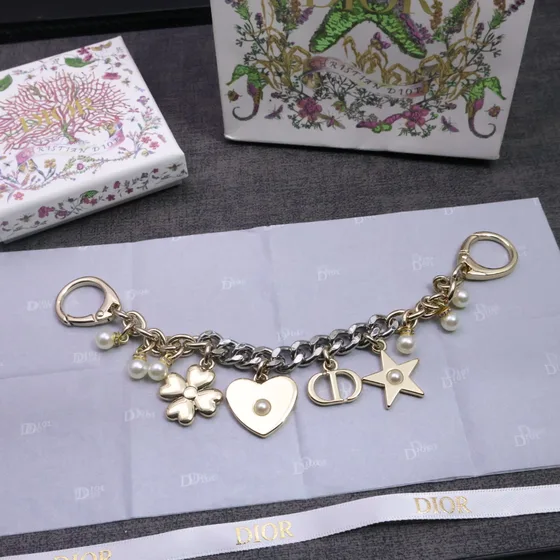 Dior Lucky Charms Bag Chain ذهبي And فضي Pouch