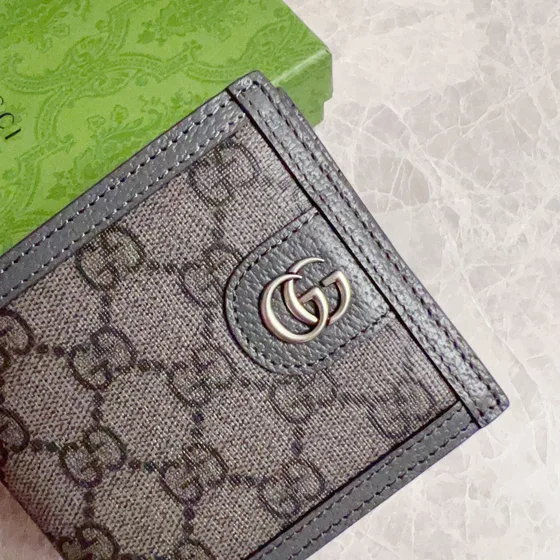 Gucci Gg Marmont Bi-Fold Wallet Gray And Black Wallet