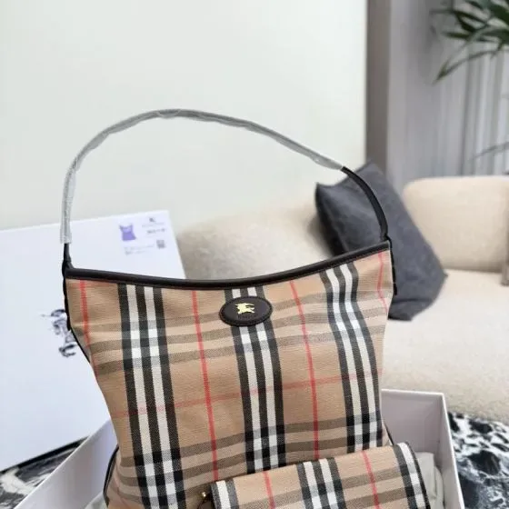 Burberry Vintage Check Hobo Bag Beige Hobo