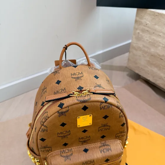 MCM Stark Side Studs Backpack Cognac Brown Backpack