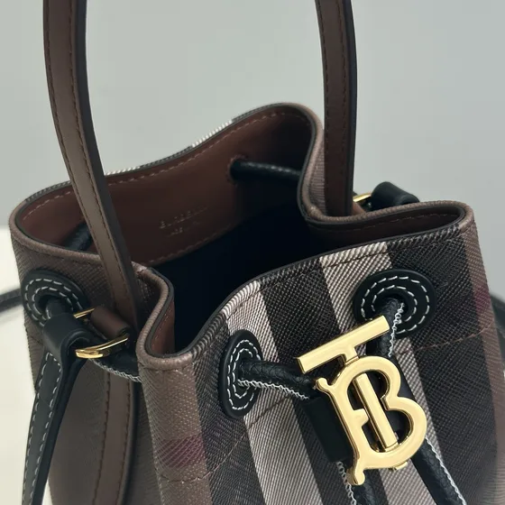 Burberry Check Bucket Bag Brown Check Bucket Bag