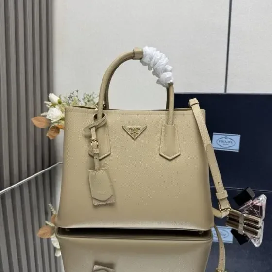 Prada Galleria Saffiano Leather Bag Beige Top Handle