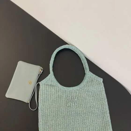 Miu Miu Knitted Terry Shoulder Bag Light Blue Shoulder Bag