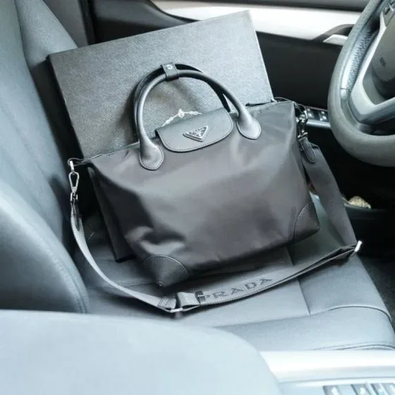 Prada Re-Nylon And Saffiano Leather Tote Bag Black Tote Bag