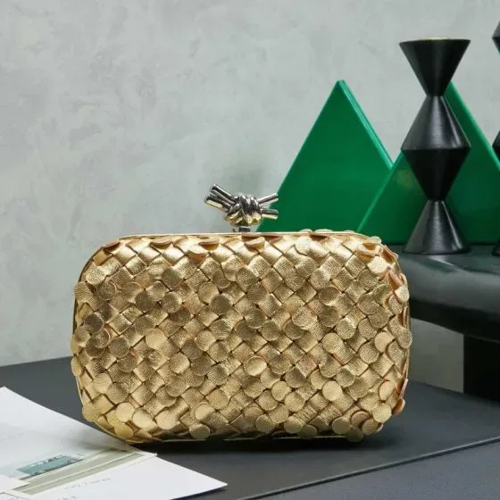 Bottega Veneta Knot Clutch Gold Clutch