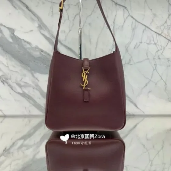 YSL Le 5 7 Supple Hobo Bag Burgundy Hobo