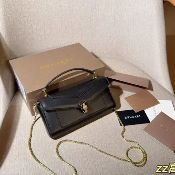 Bvlgari Serpenti Forever Chain Crossbody Bag Black Crossbody