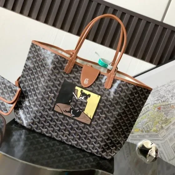 Goyard Saint Louis Pm Black Brown Tote Bag