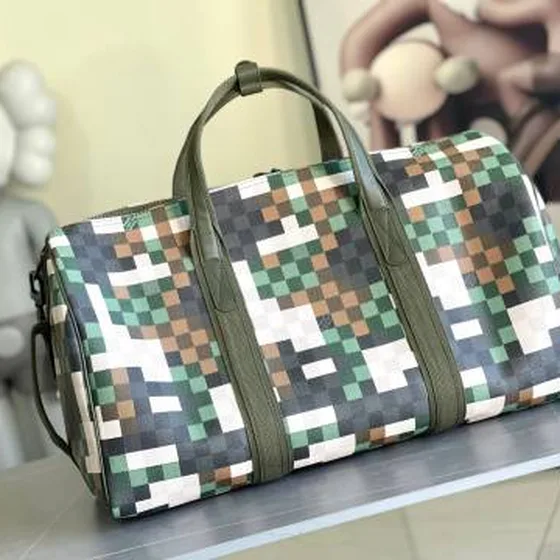 Louis Vuitton Keepall 55 Groen pixel Damier 55 x 27 x 20 travel