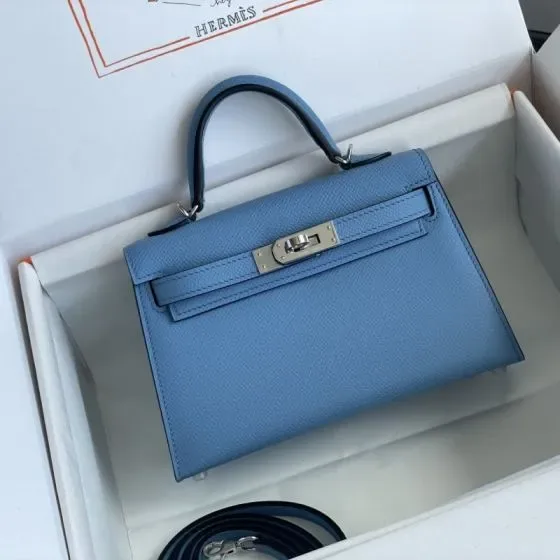 Hermes Kelly Mini Light Blue Top Handle